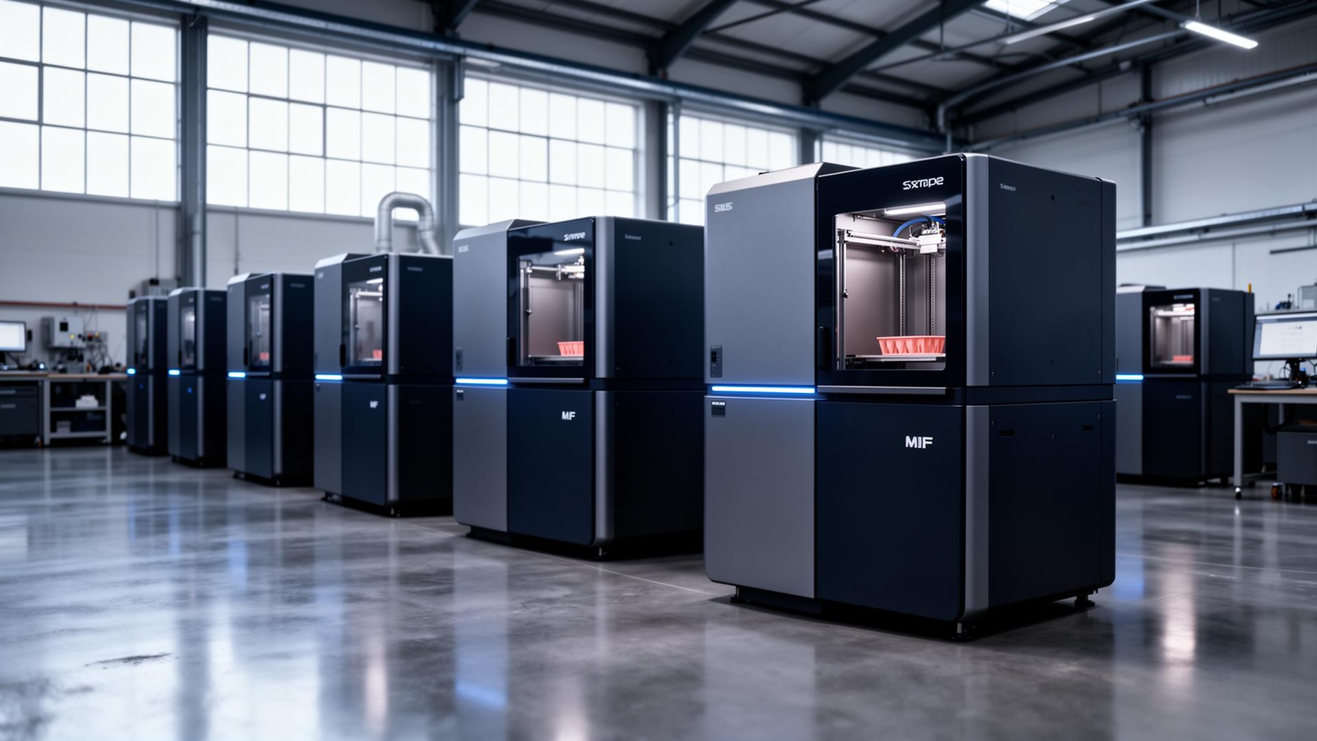 A modern UK additive manufacturing facility with industrial 3D printers